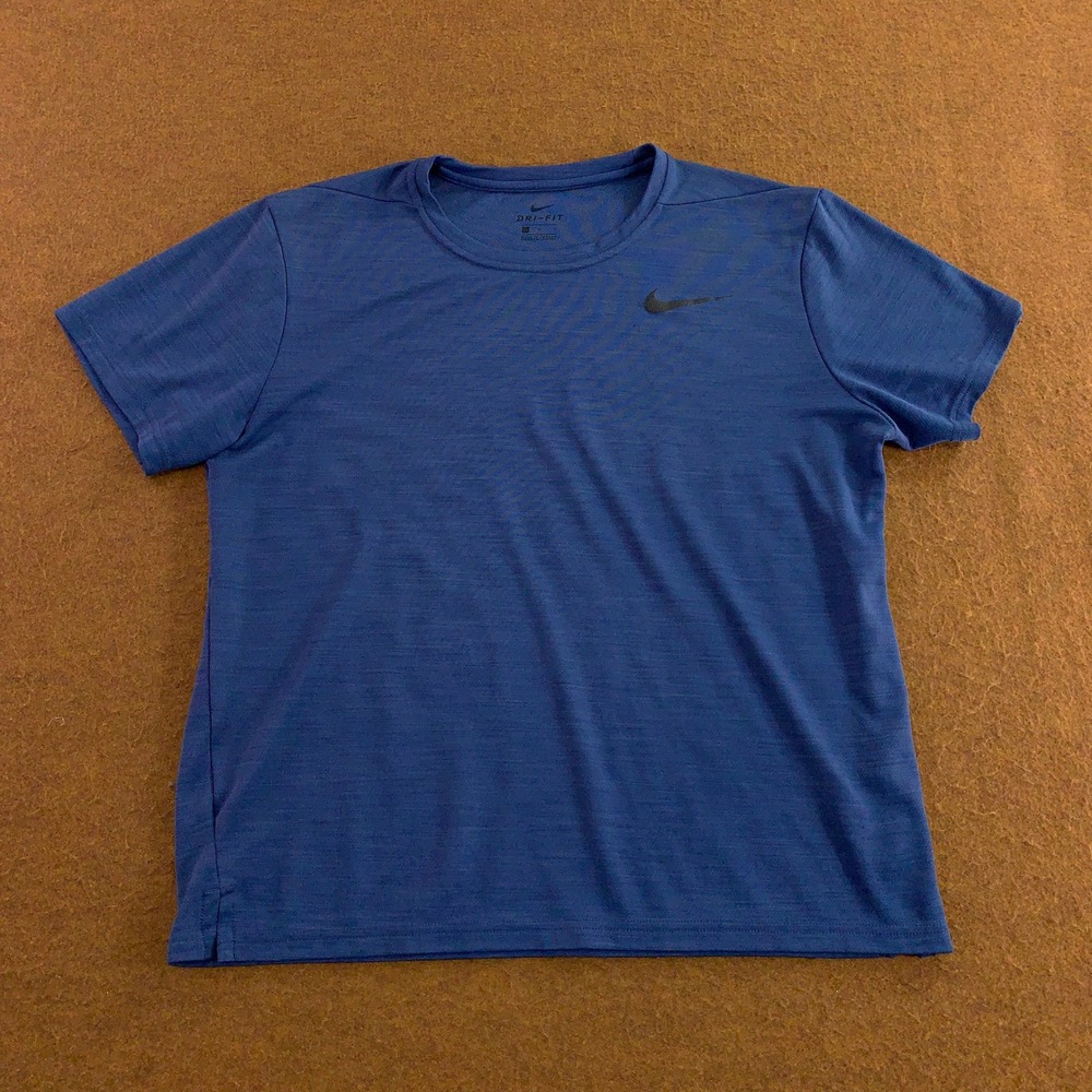 Nike Womens Large Blue Dri-FIT Short Sleeve Heathered Training T-Shirt *Flaw